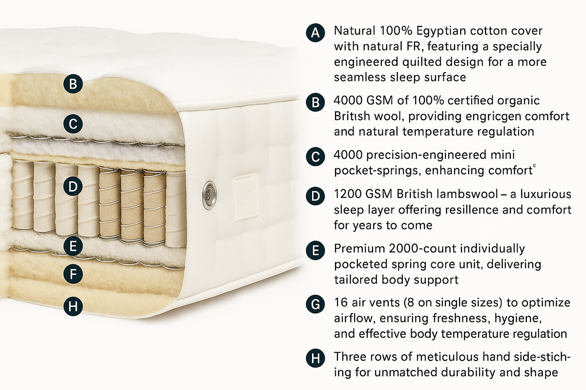 The Ultra 6000 Pocket Spring Organic Wool & Cotton Mattress